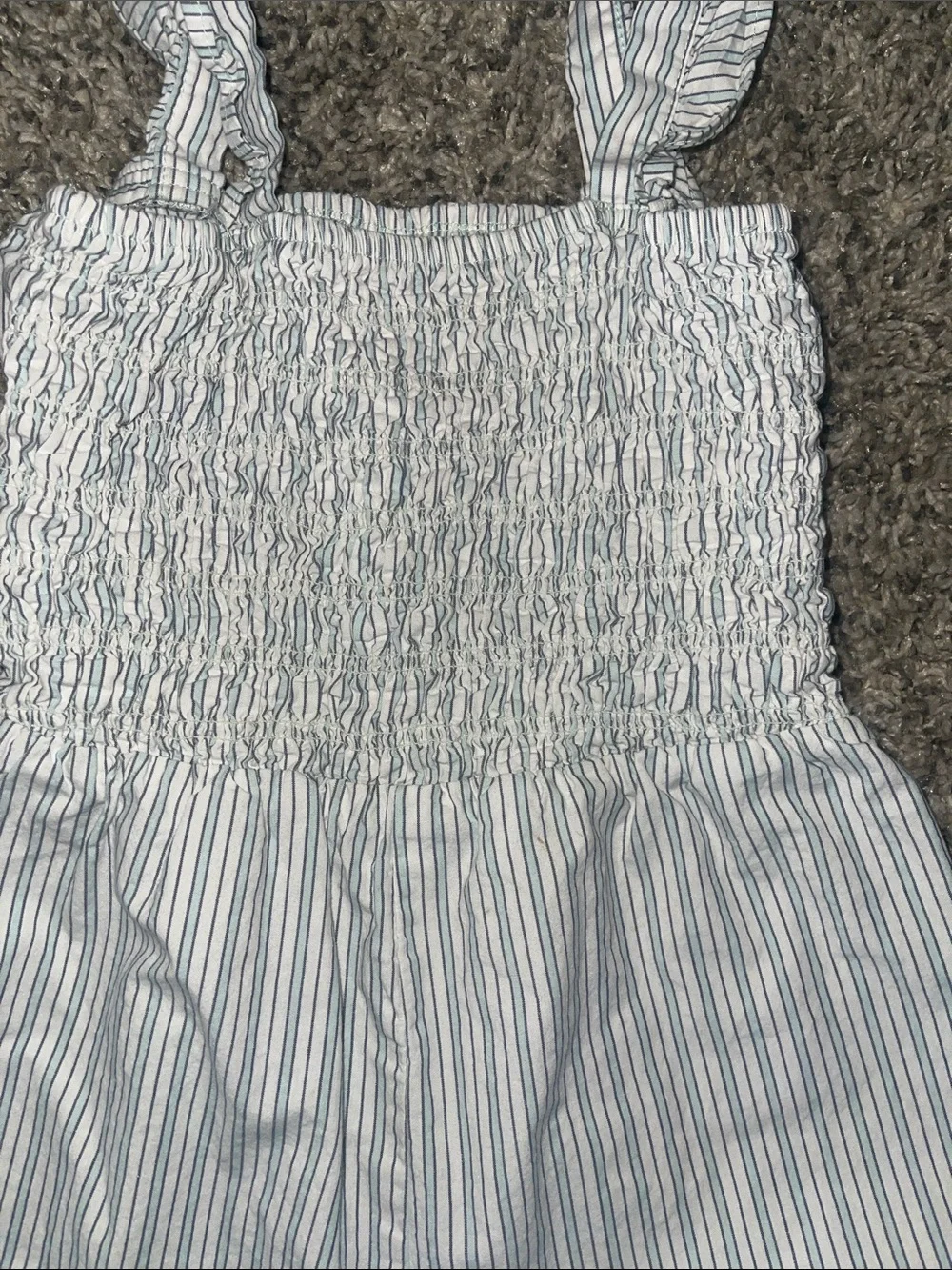 Carter's Blue & White Striped Smocked Jumpsuit